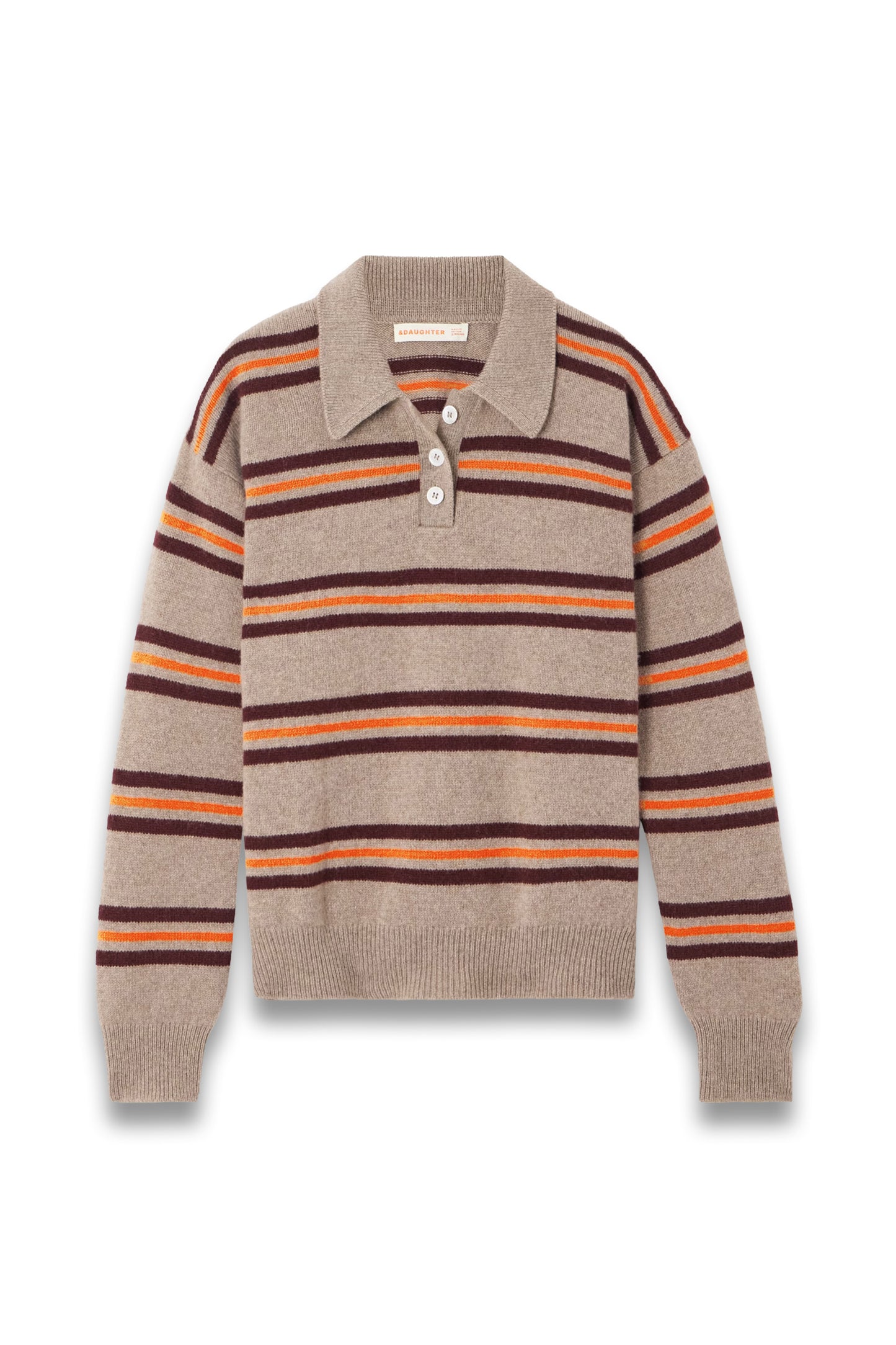 Edith Striped Wool Polo Sweater