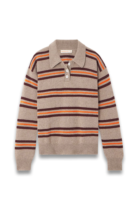 Edith Striped Wool Polo Sweater