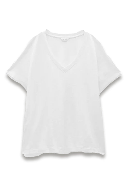 Rosalia Linen Blend V Neck T-Shirt