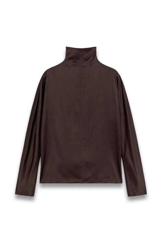 Mock-Neck Satin Top