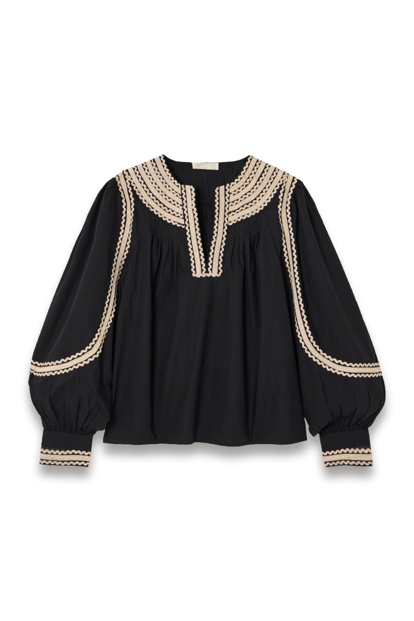 Laurenza Ricrac and Grosgrain-trimmed Cotton-poplin Blouse