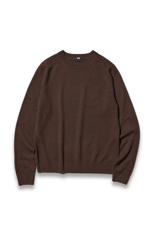100% Cashmere Crew-neck Jumper in Dark Brown