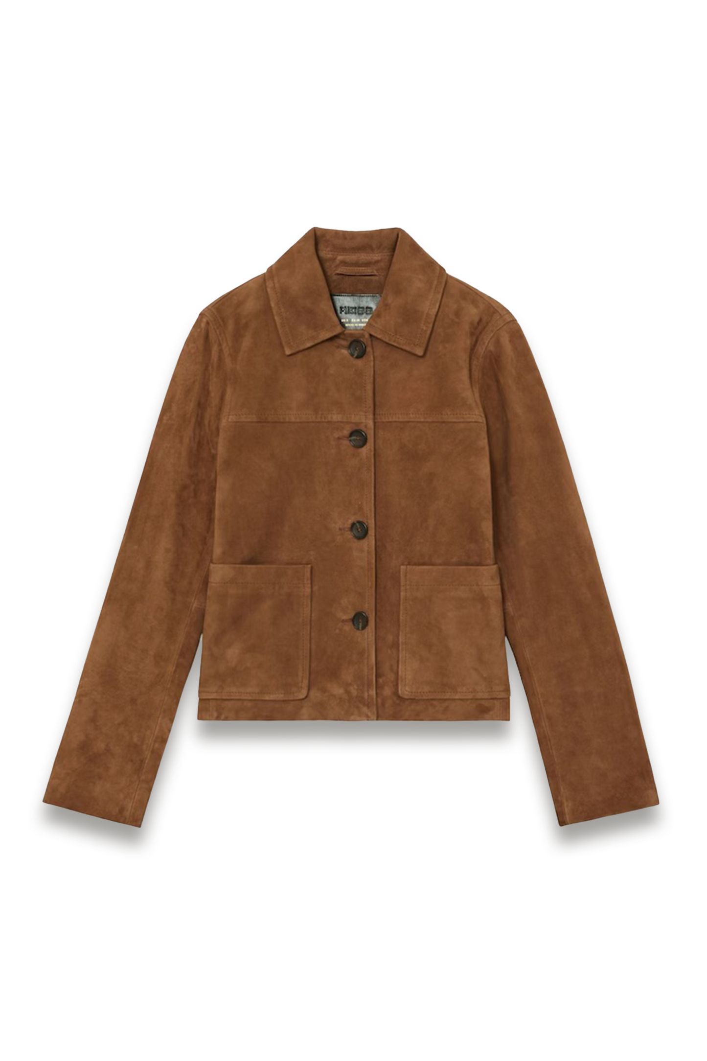 Miller Suede Patch-Pocket Jacket in Tan