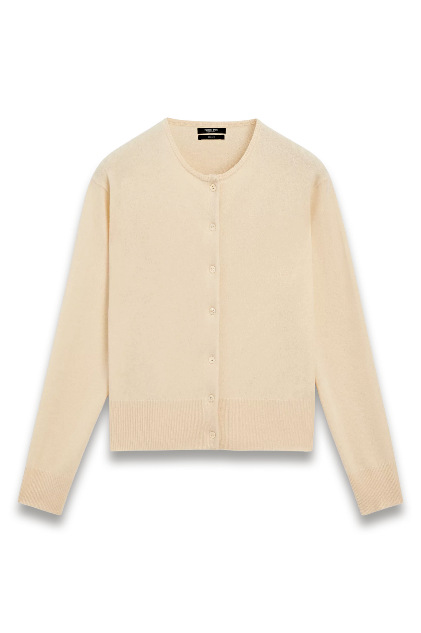 Wool-knit Cardigan with Crew Neck