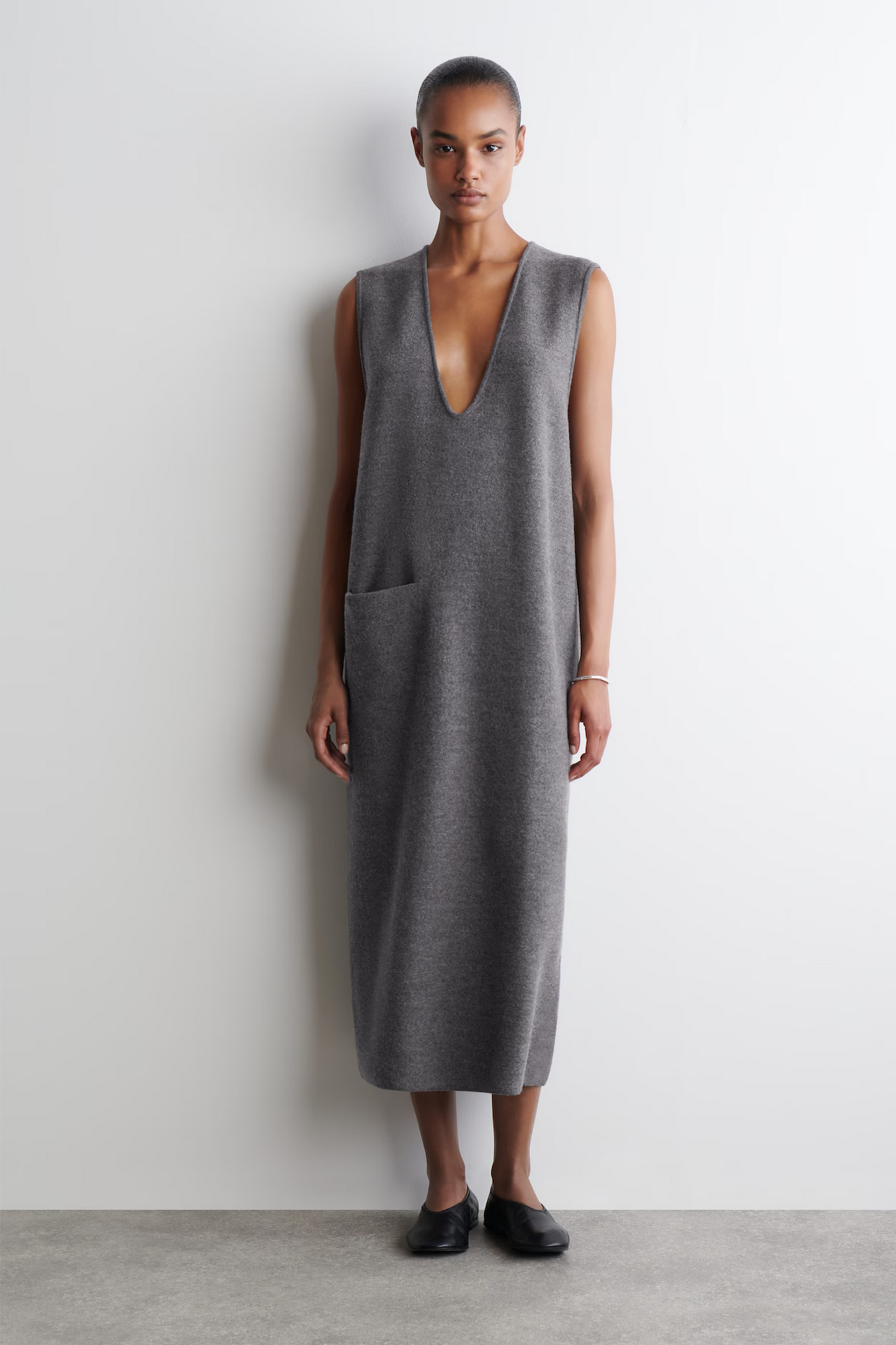 Boiled-Wool Midi Dress
