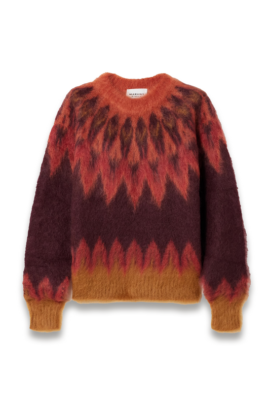 Natania Brushed Fair Isle Intarsia-knit Sweater in Burgundy