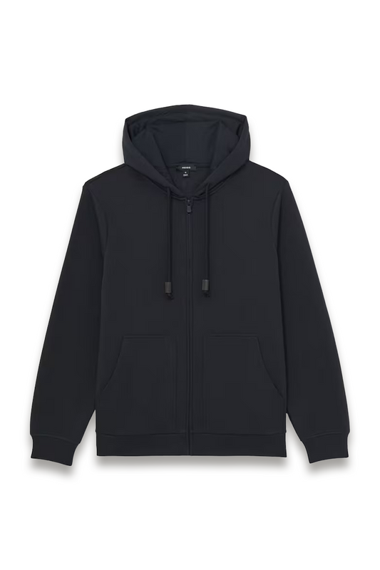 Howel Cotton-Blend Zip-Through Hoodie in Navy