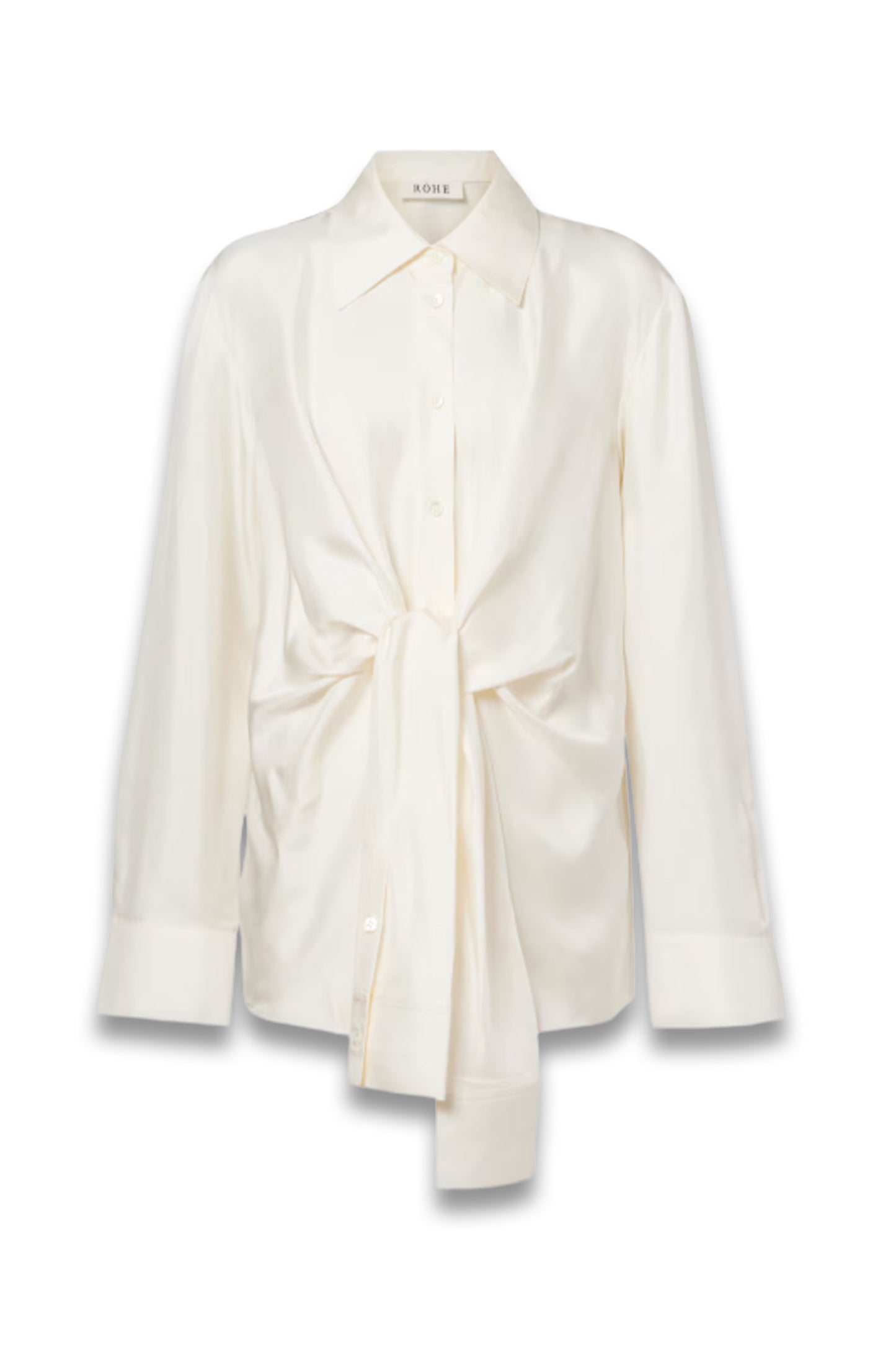 Draped silk satin shirt