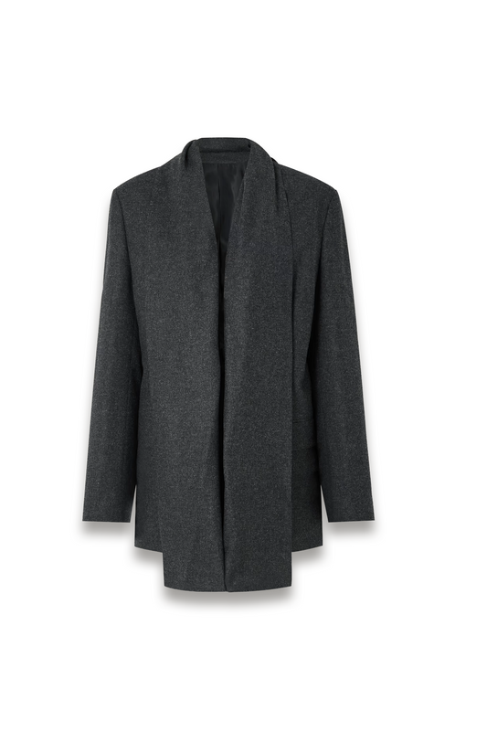 Scarf-detailed Flannel Blazer