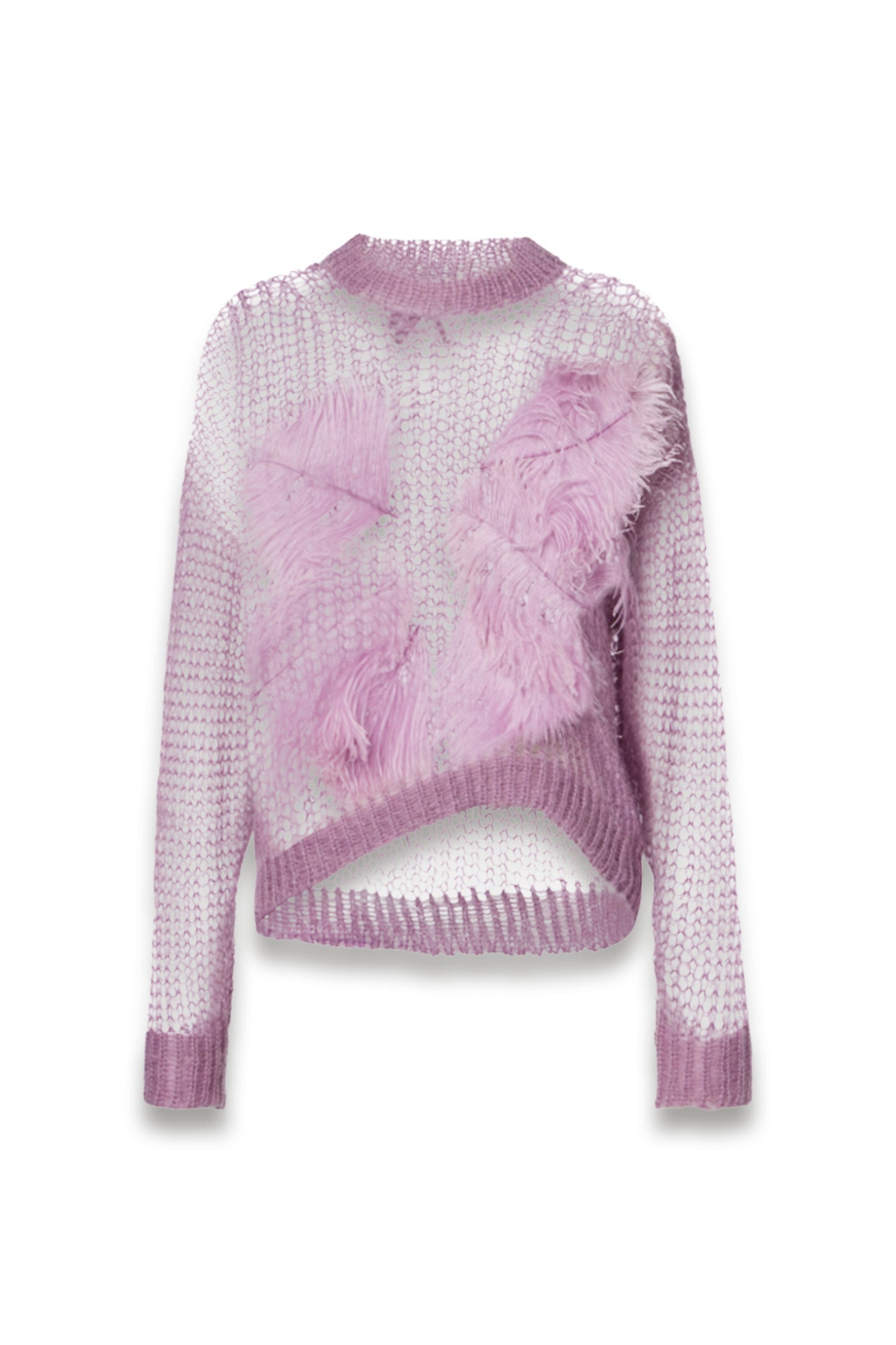 Feather-trimmed Open-knit Mohair-blend Sweater