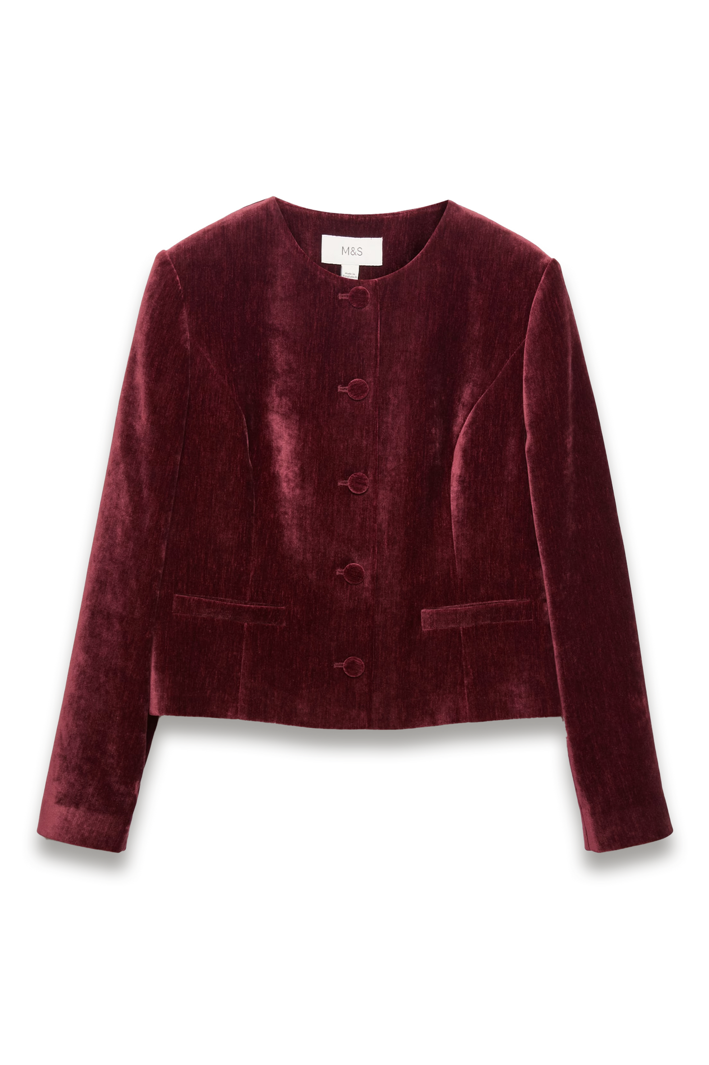 Velvet Mottled Collarless Fitted Jacket