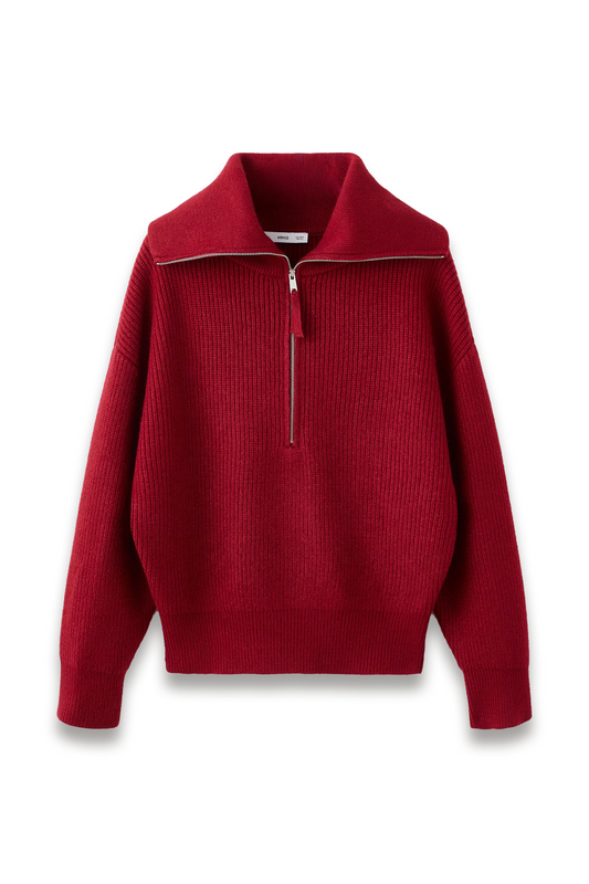 Sweater with Funnel-neck and Zip