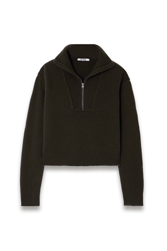 Frayed Wool and Cashmere-blend Half-zip Sweater