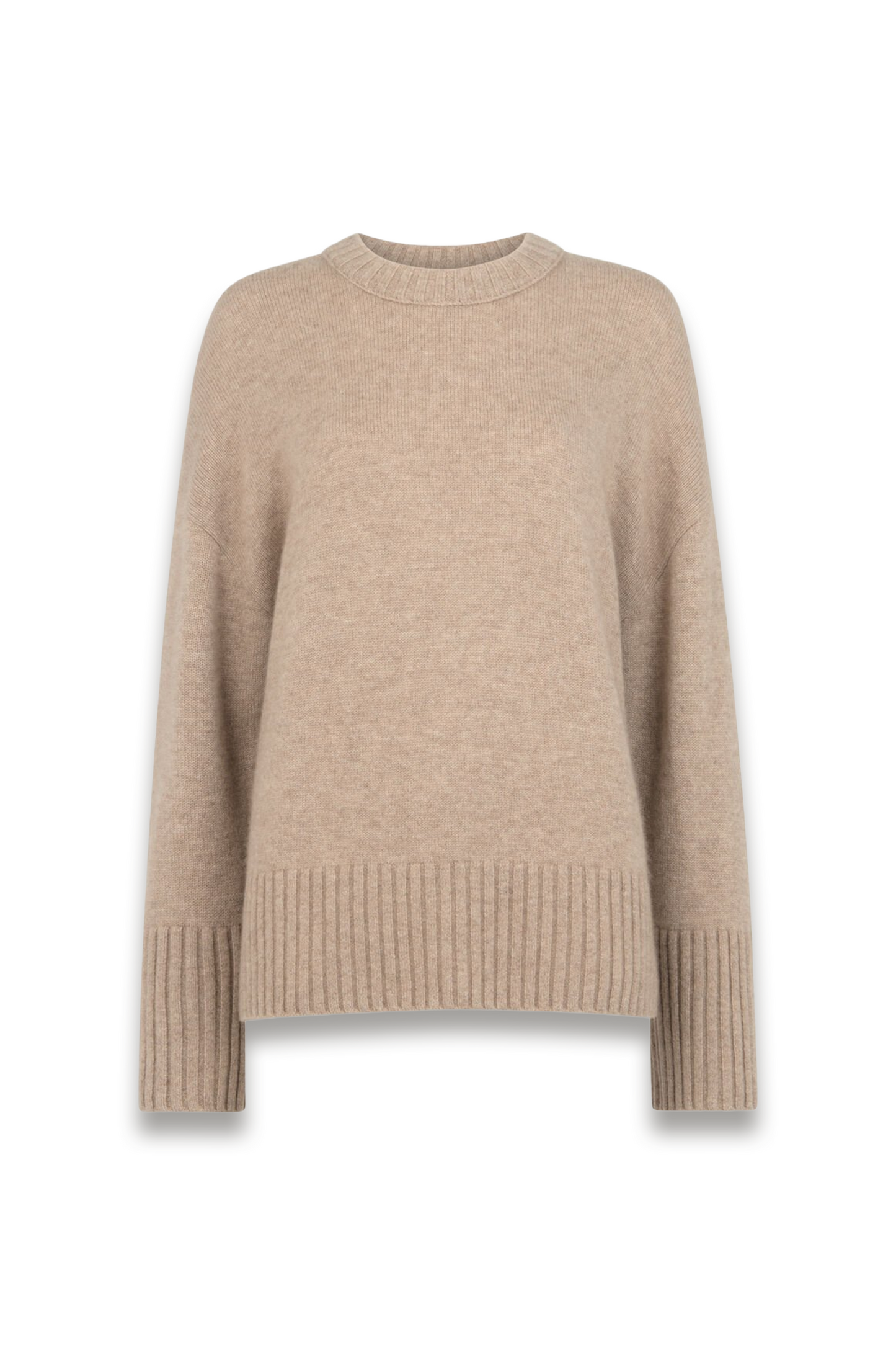 Neutral Heavy Cashmere Crew-neck Knit
