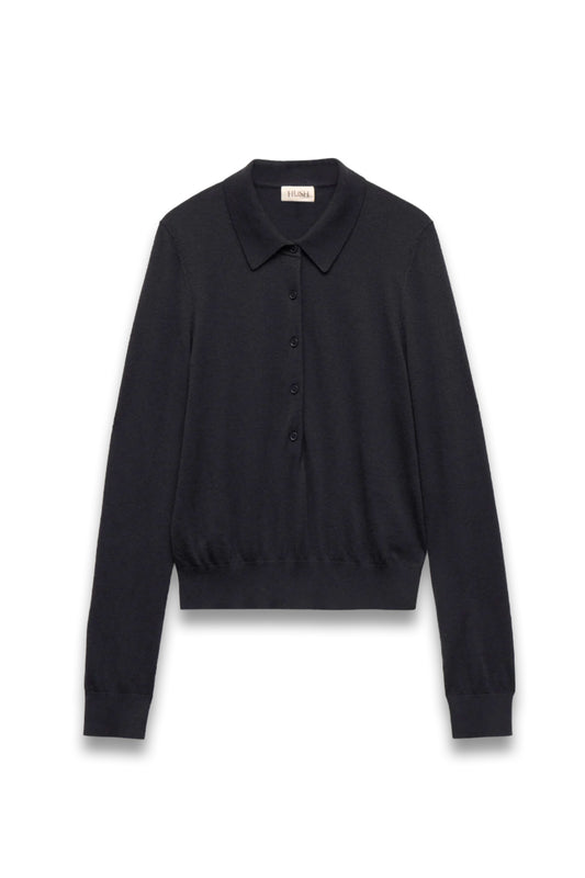 Merino Long-sleeve Polo Top