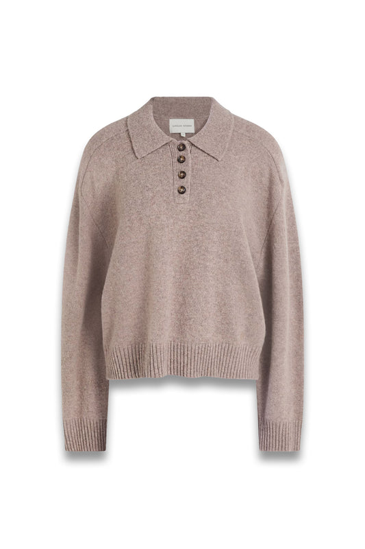 Homere Cashmere Polo Sweater in Taupe