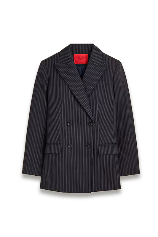 Alex Eagle X J.Crew Relaxed Double-breasted Blazer in Pinstriped Wool