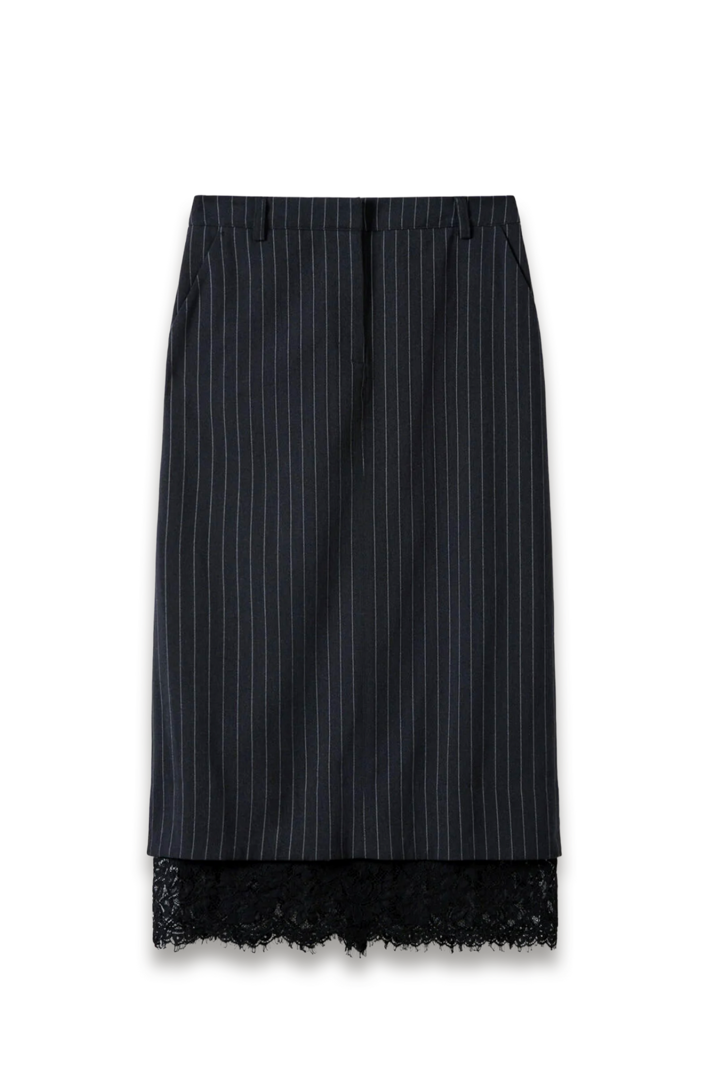 Grey Stripe Detachable Lace Skirt
