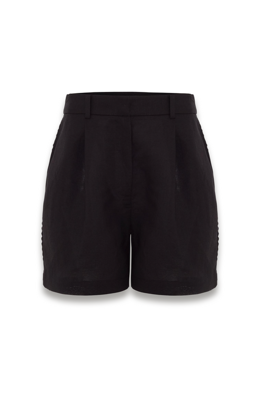 Arnie Black Linen Blend Shorts
