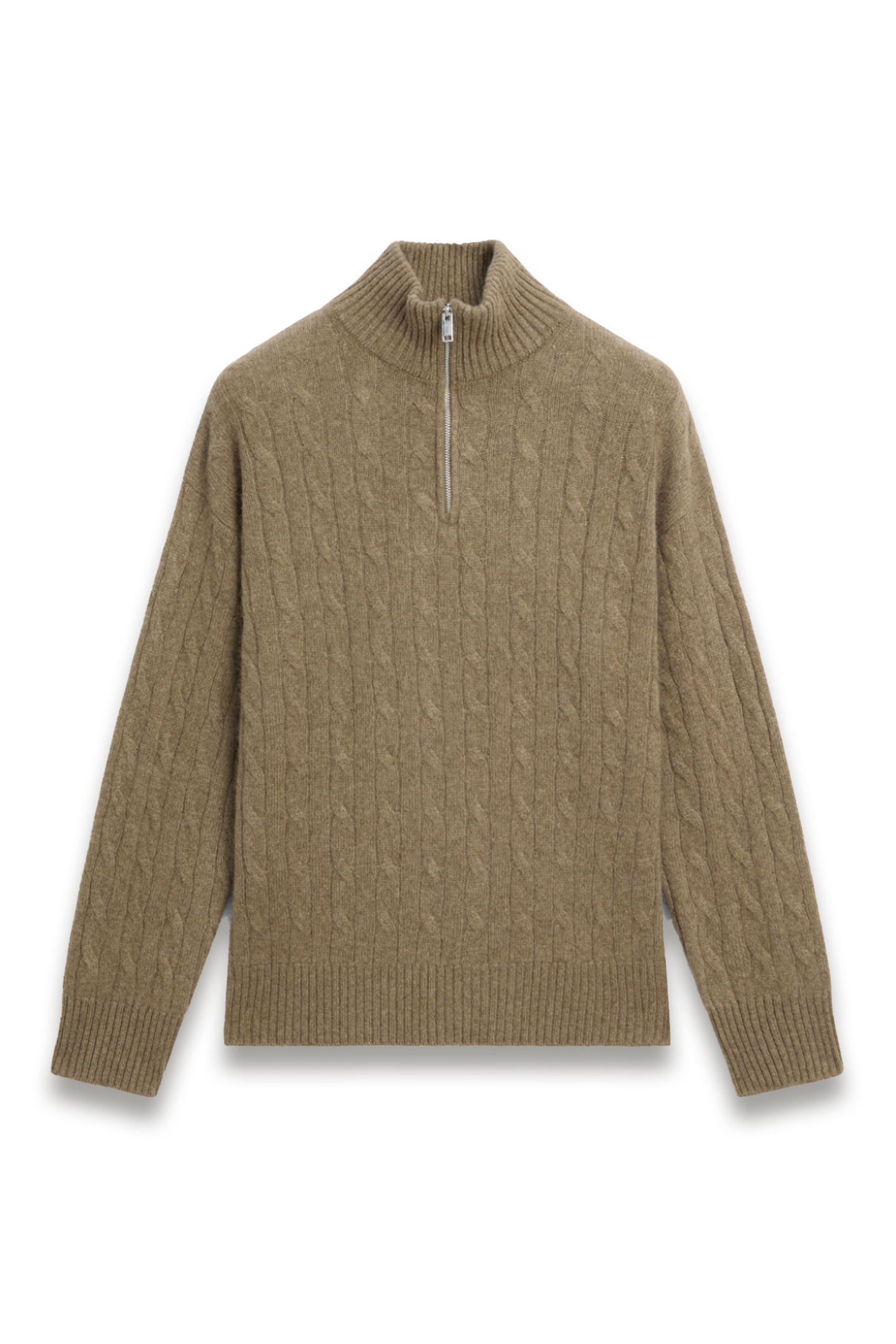 Cashmere Knit High-neck Zip-up Sweater