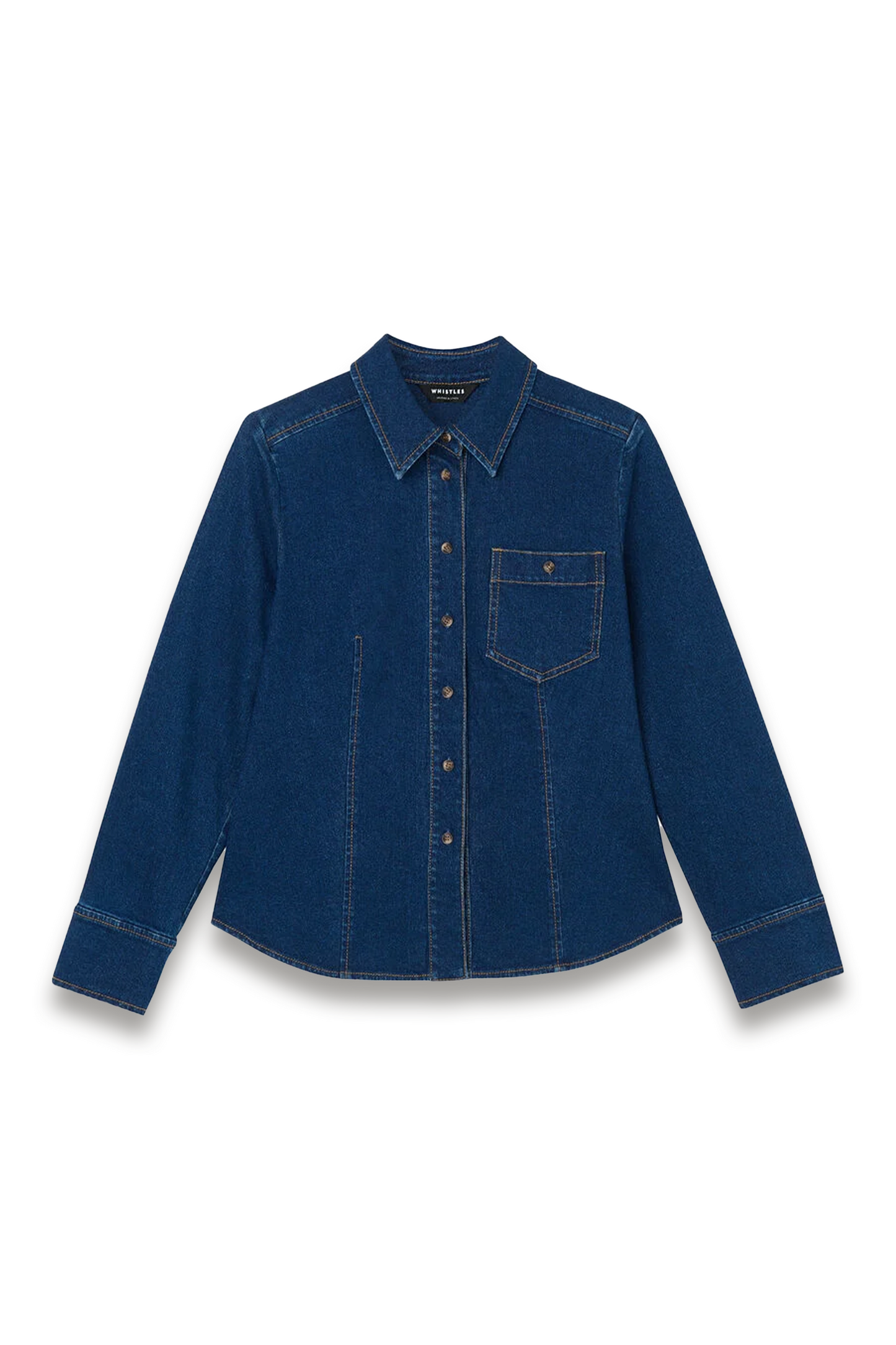 Denim Stretch Cotton Collared Shirt