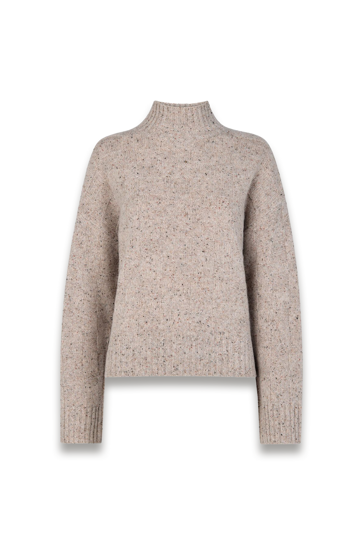 Neutral Wool Textured Check Knit