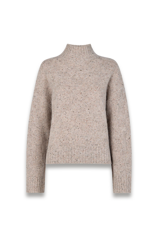 Neutral Wool Textured Check Knit