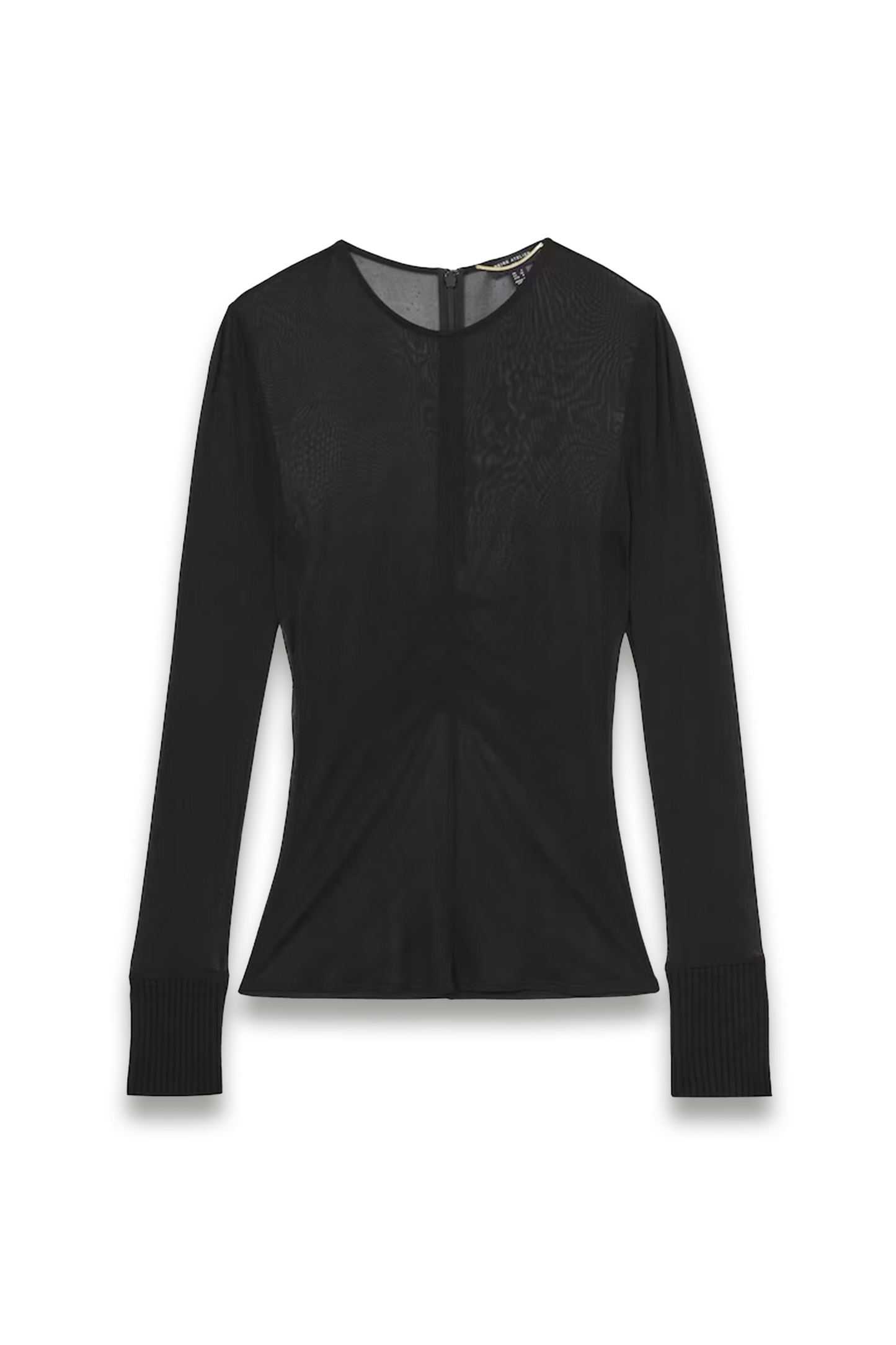 Allie Atelier Sheer-jersey Rib-cuff Top in Black