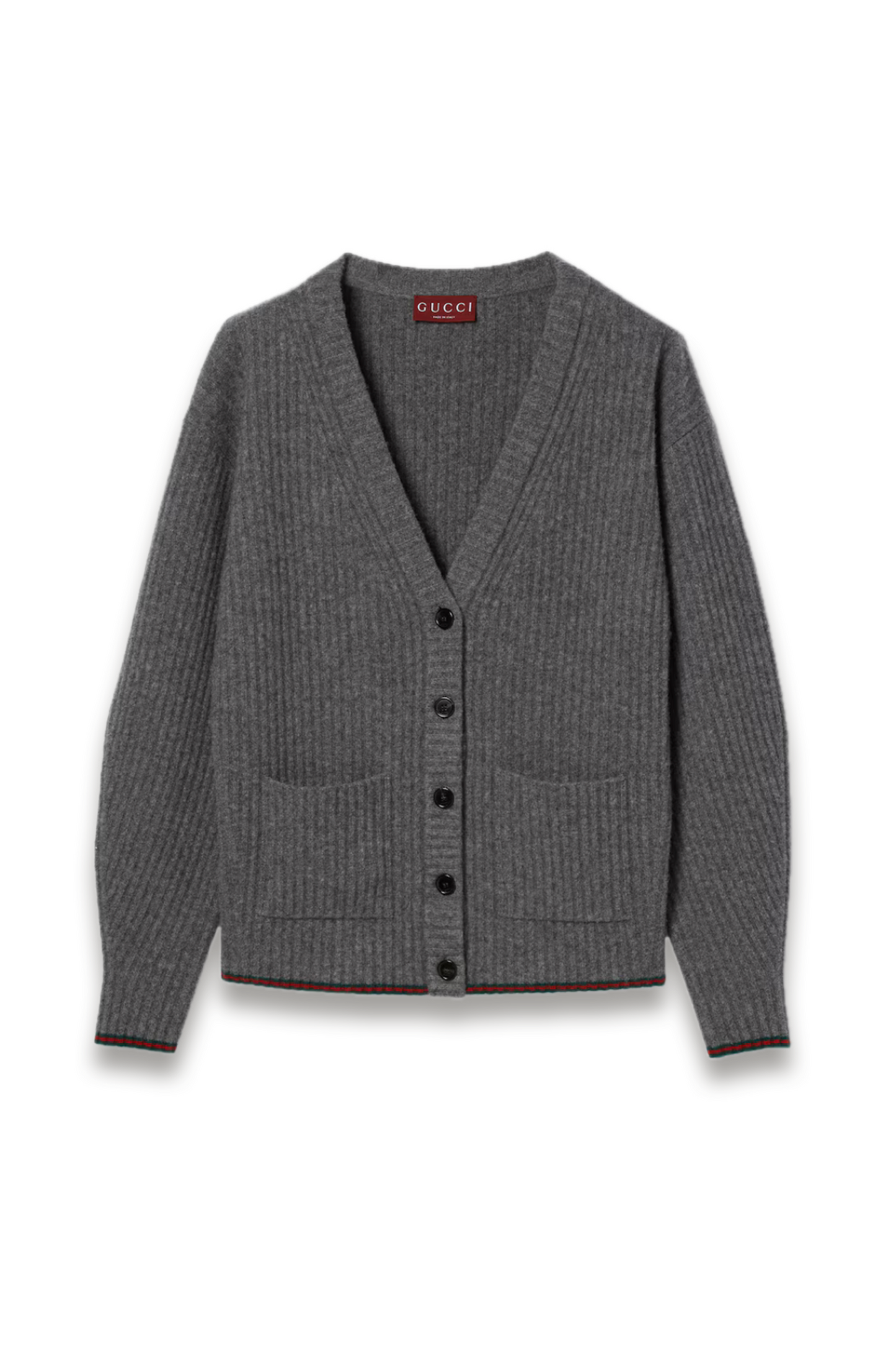 Rib Felted Wool Cardigan with Web