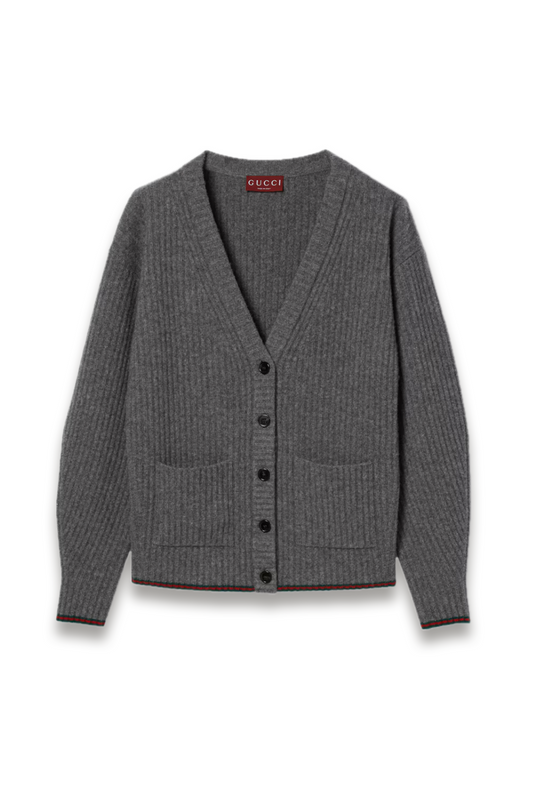 Rib Felted Wool Cardigan with Web