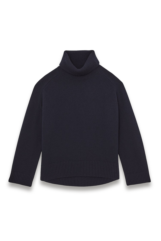 Brooklyn Wool-Cashmere Roll-Neck Jumper in Navy