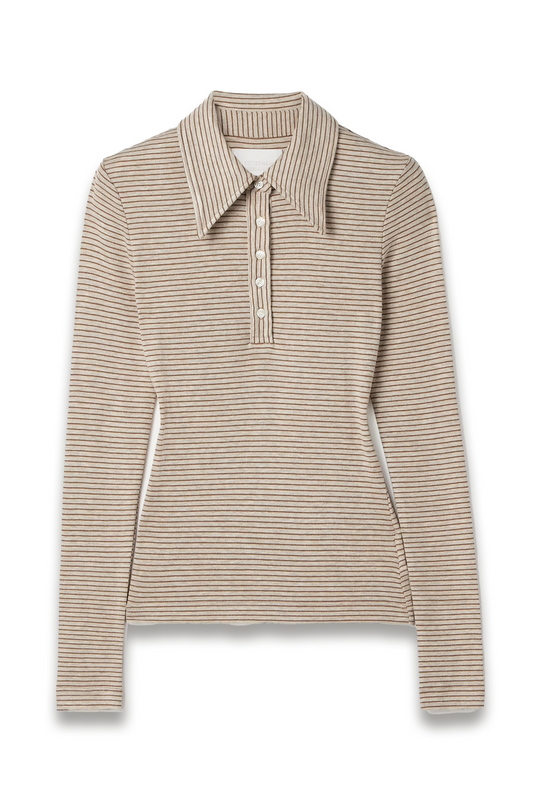 Shara Striped Jersey Polo Shirt