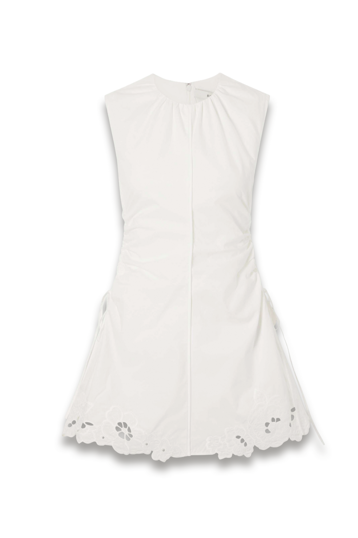 Klara Ruched Broderie Anglaise Cotton Mini Dress