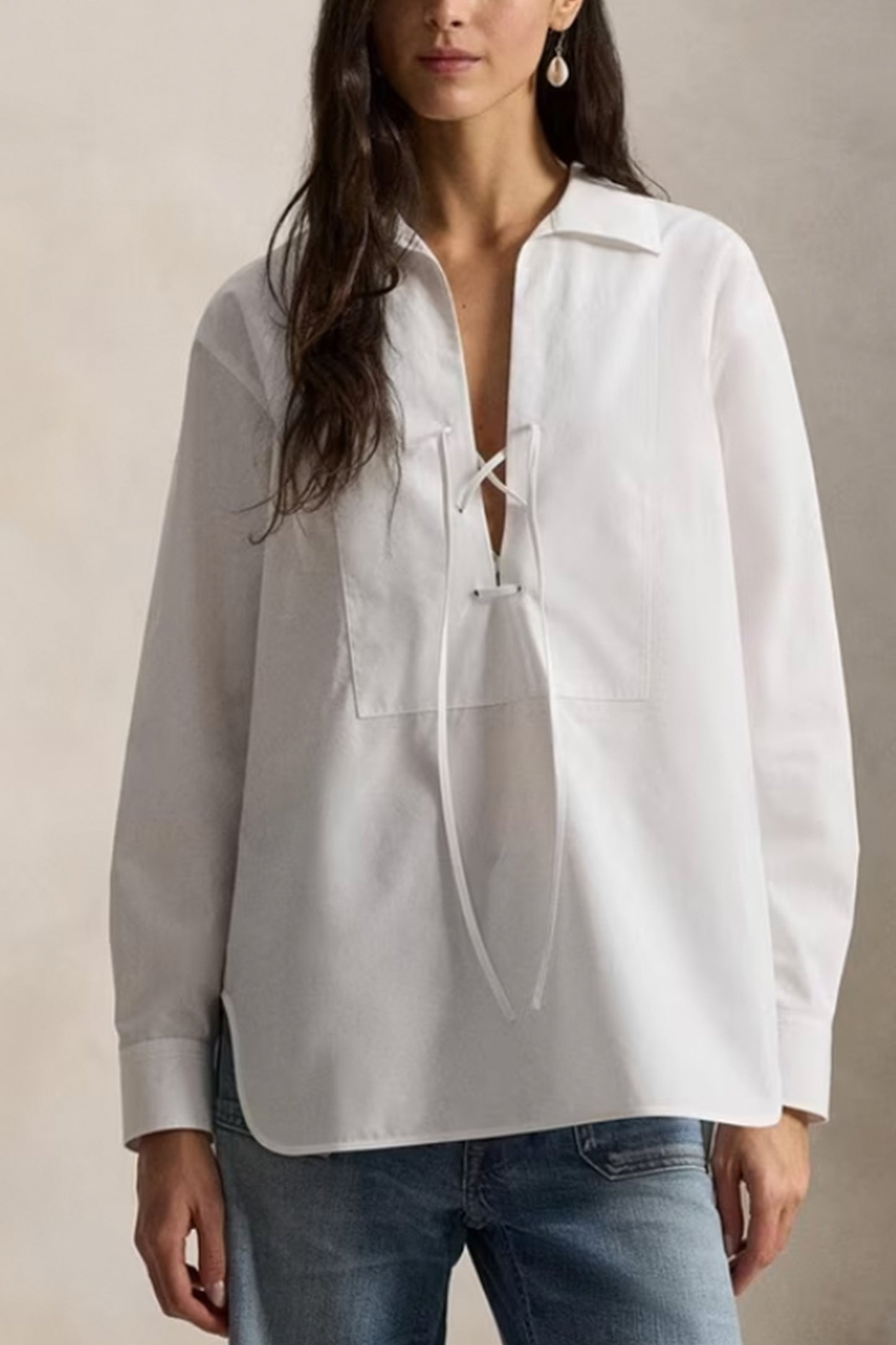 Lace Front Bib Shirt