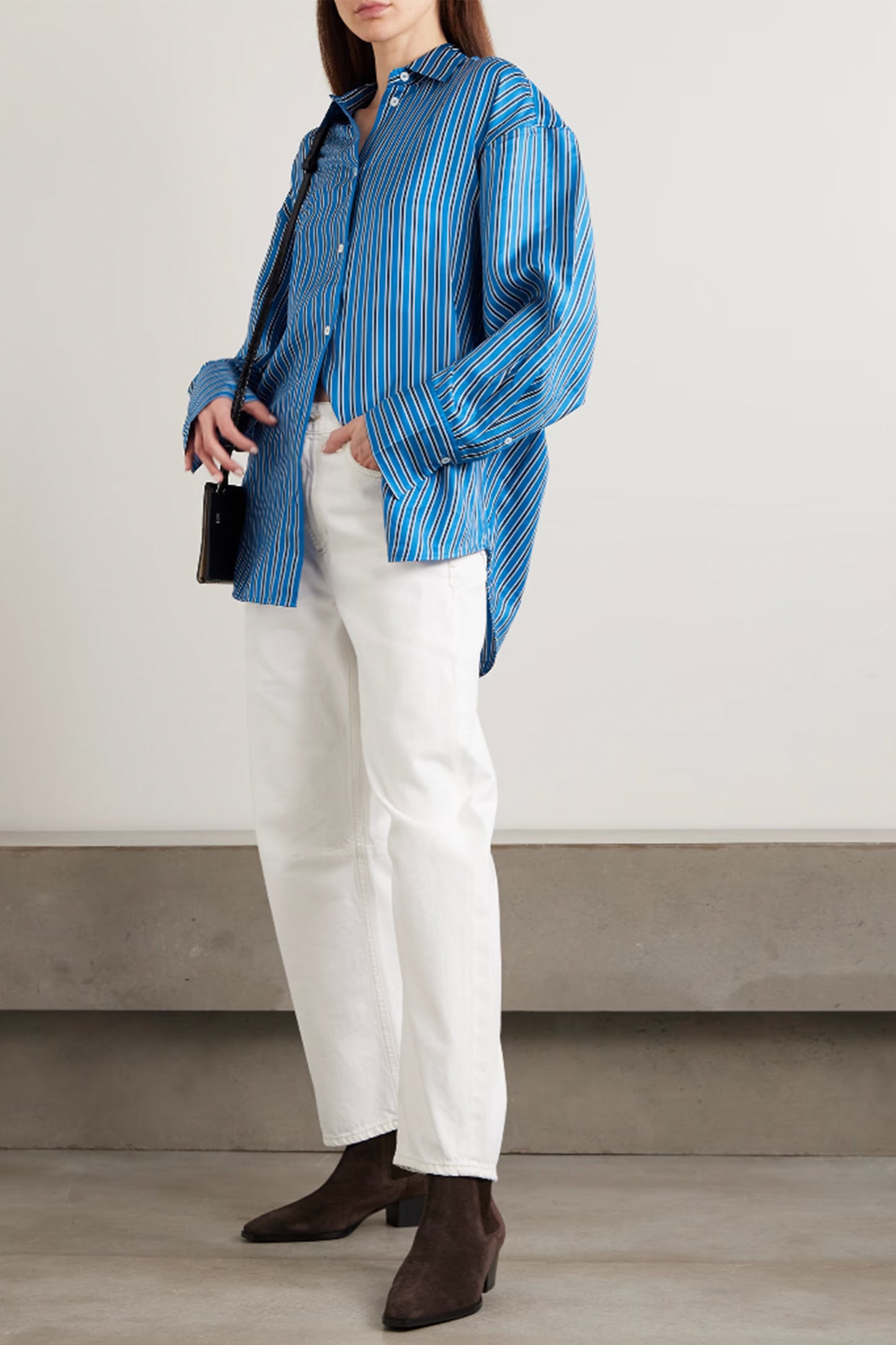 Oversized Striped Silk-twill Shirt