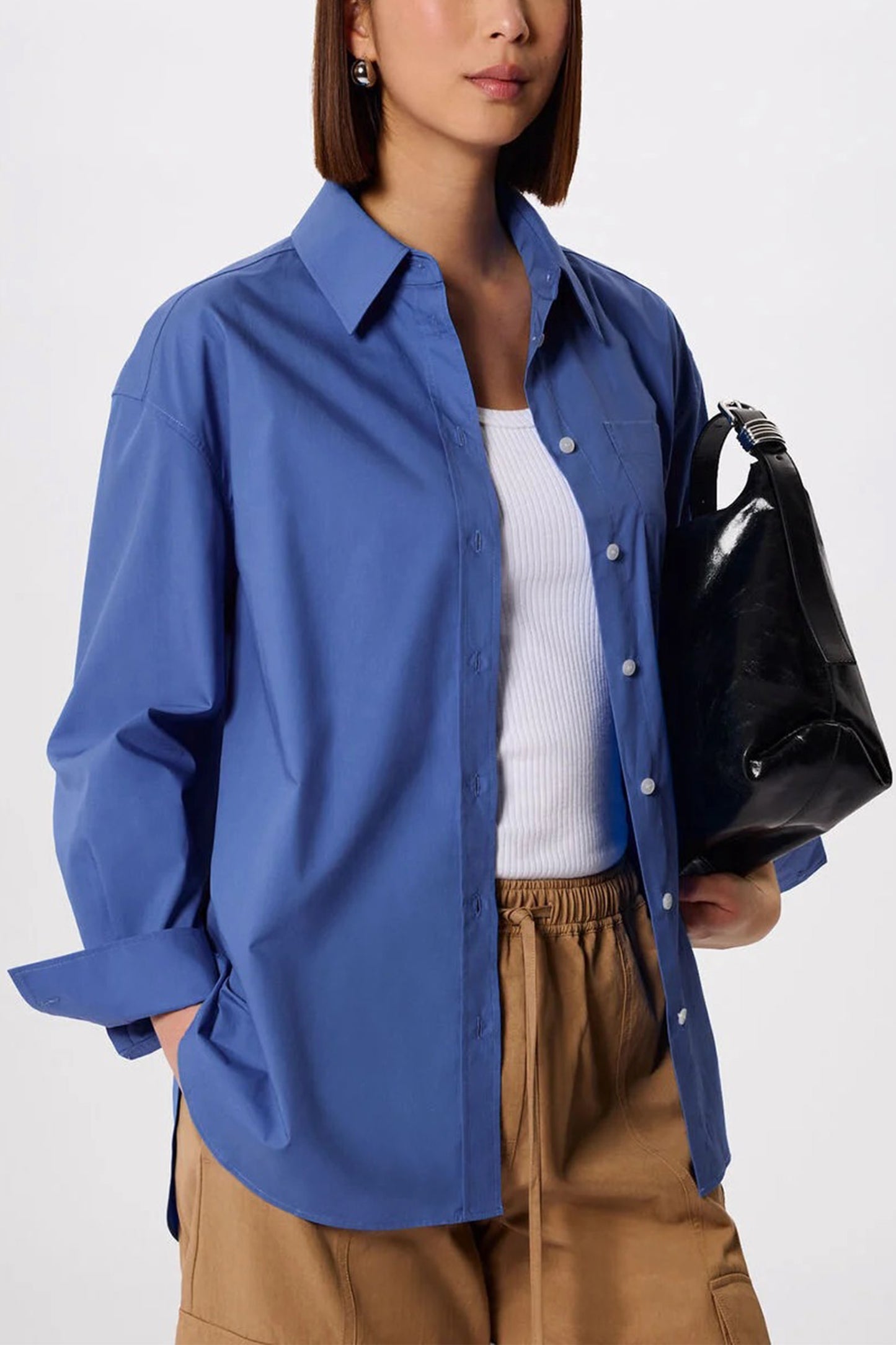 Blue Oversized Cotton Poplin Shirt