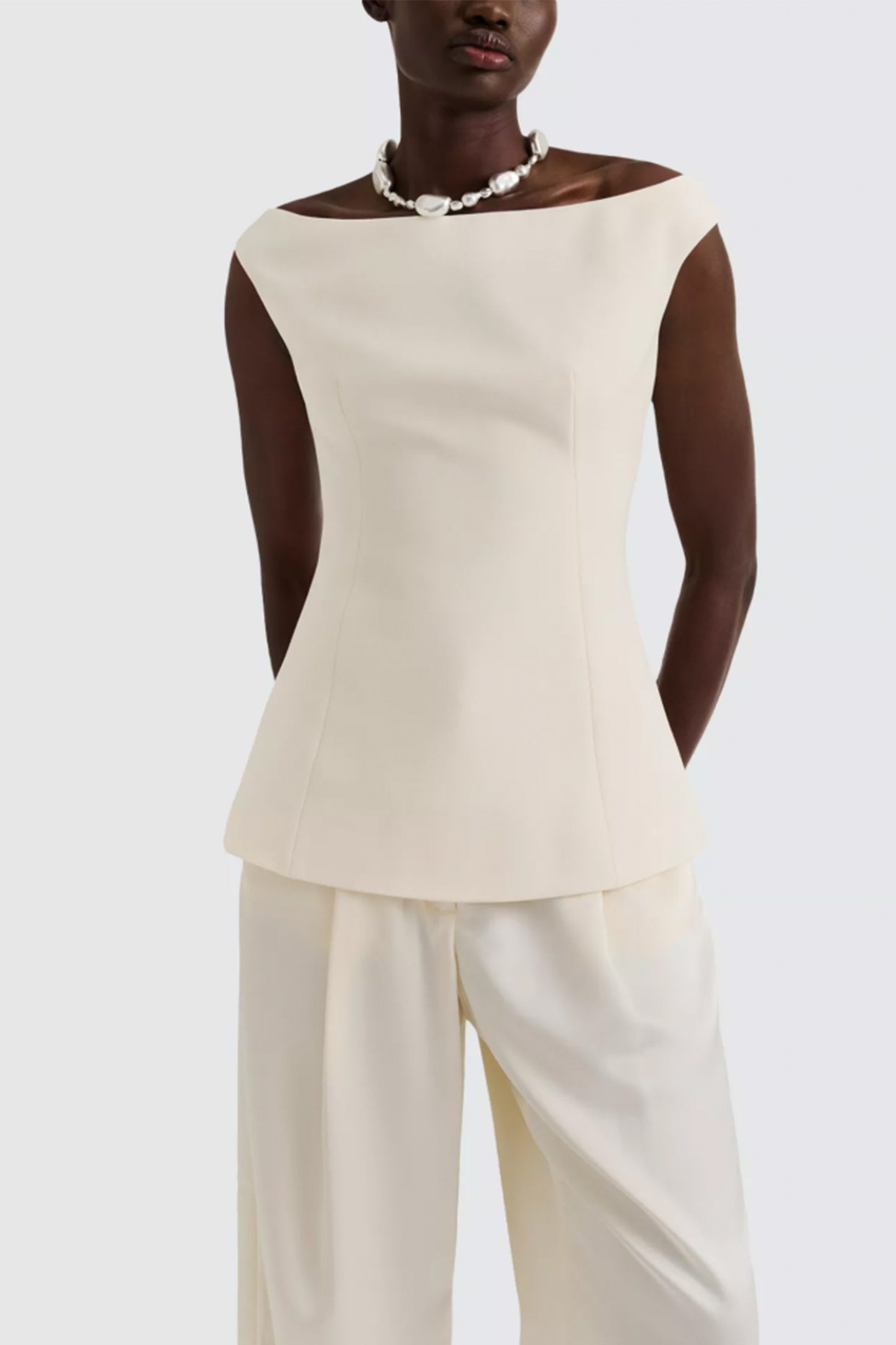 Diora Off Shoulder Boat Neck Blouse