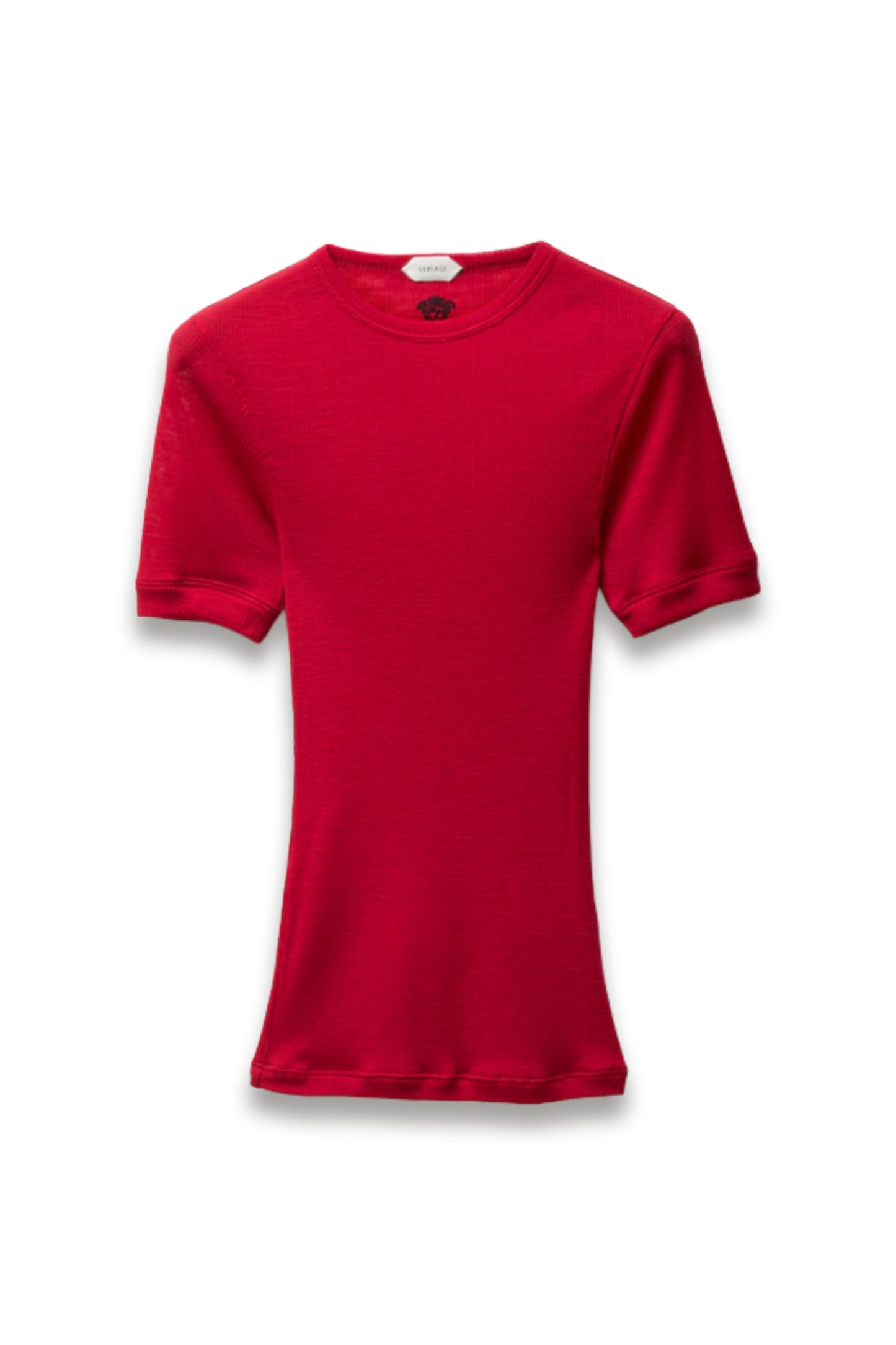 Embroidered Wool Ribbed Knit T-Shirt