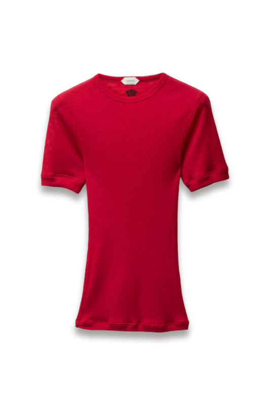 Embroidered Wool Ribbed Knit T-Shirt