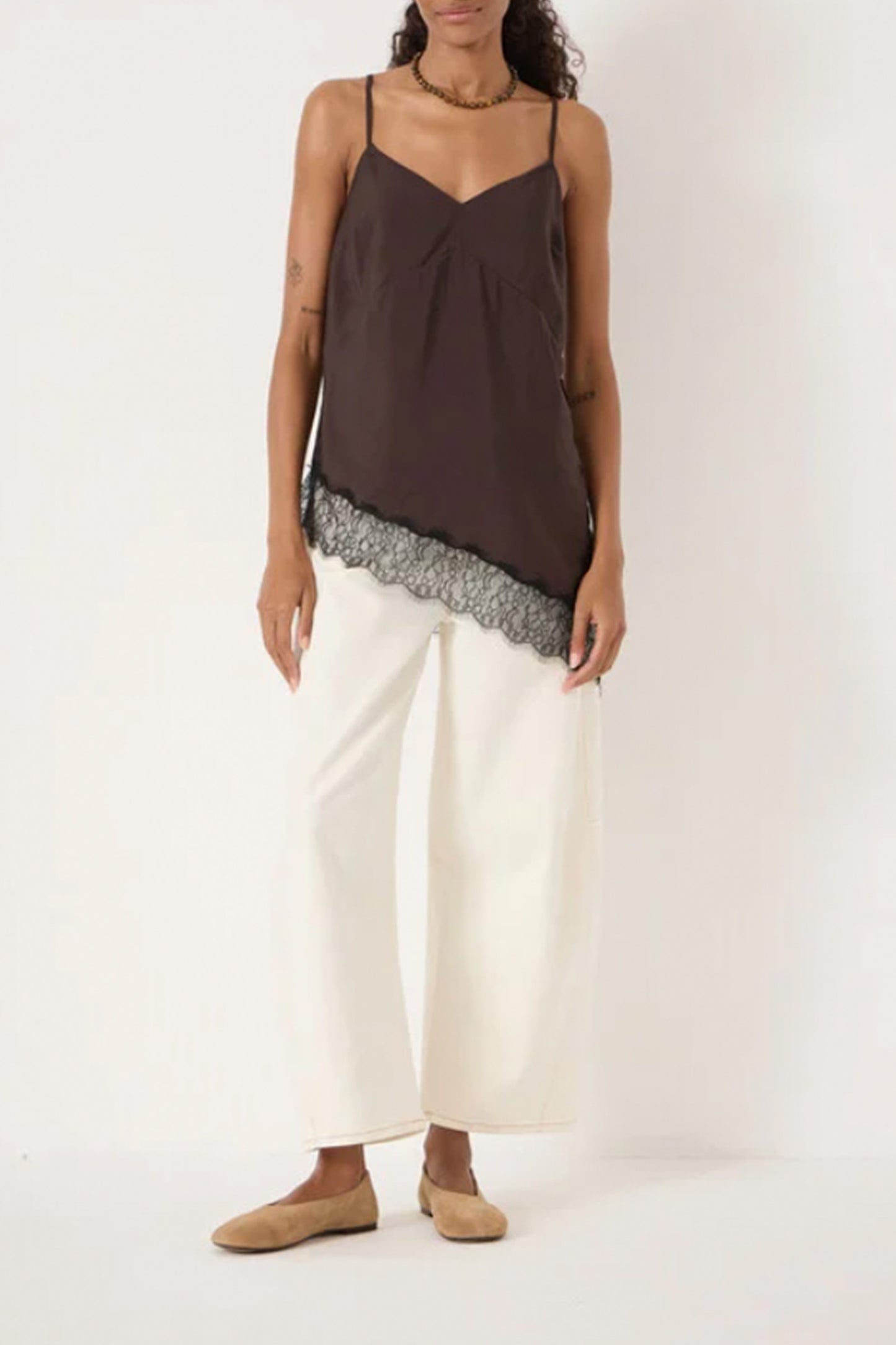 Marnie Asymmetric Lace-trim Cami