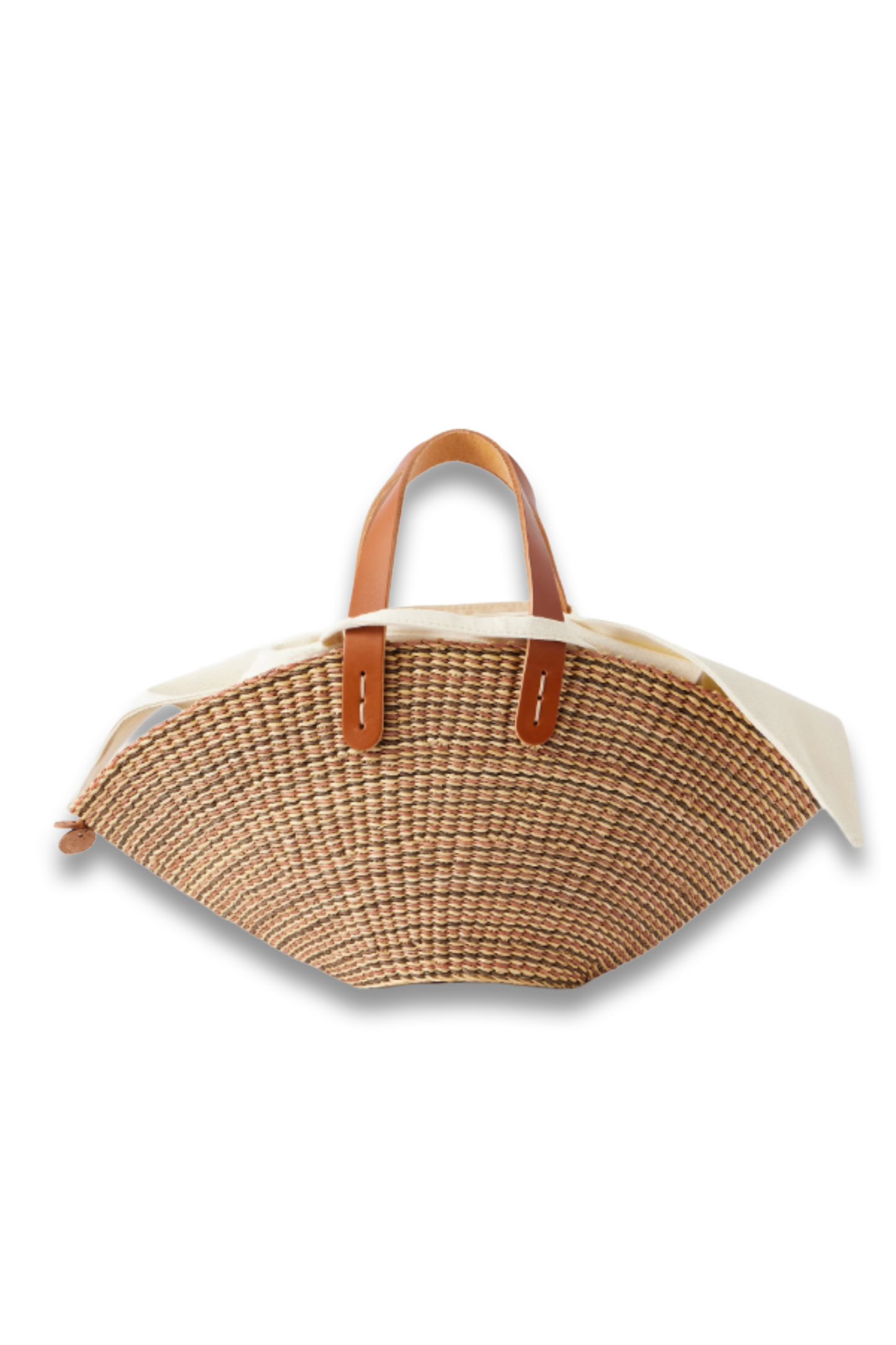 Sophia Mini Leather-Trimmed Raffia Tote