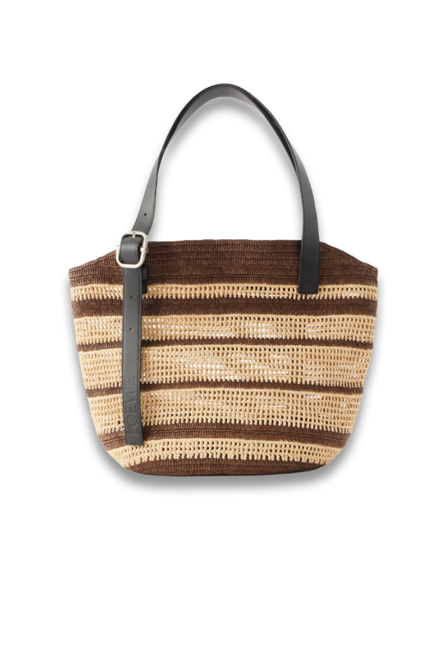 + Paula's Ibiza Loop Basket Leather-trimmed Raffia Tote