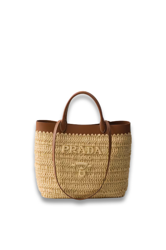 Small Crochet and Leather Tote Bag