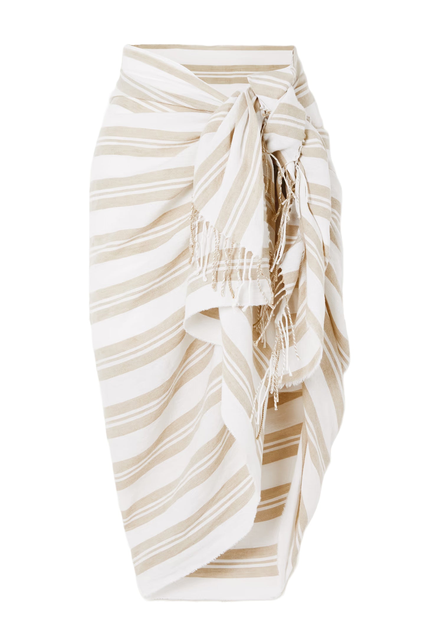 Fringed Striped Linen And Cotton-Blend Voile Pareo