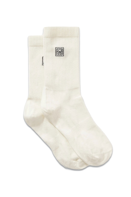 Set Of Two Embroidered Ribbed Organic Cotton-blend Socks