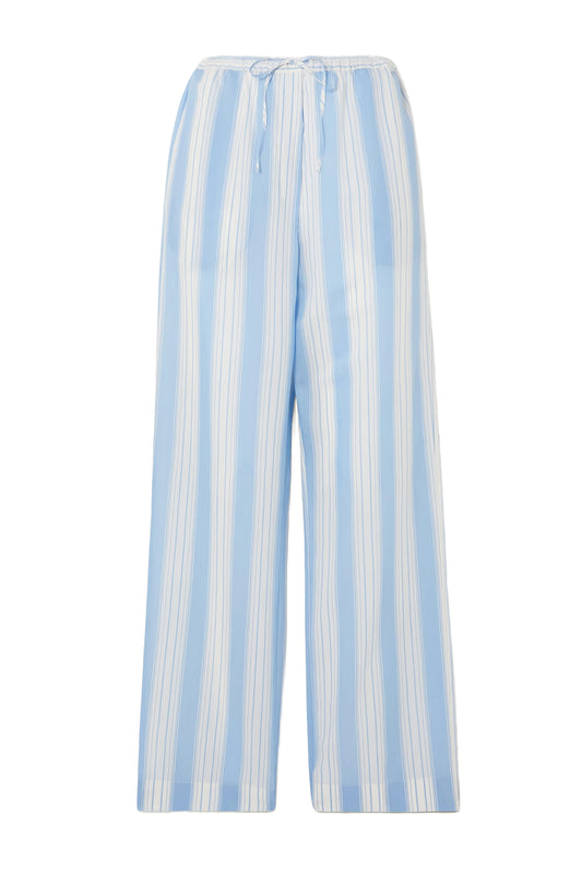 Striped Organic Cotton And Silk-Blend Straight-Leg Pants