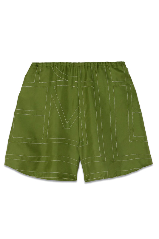 Embroidered Silk-twill Shorts