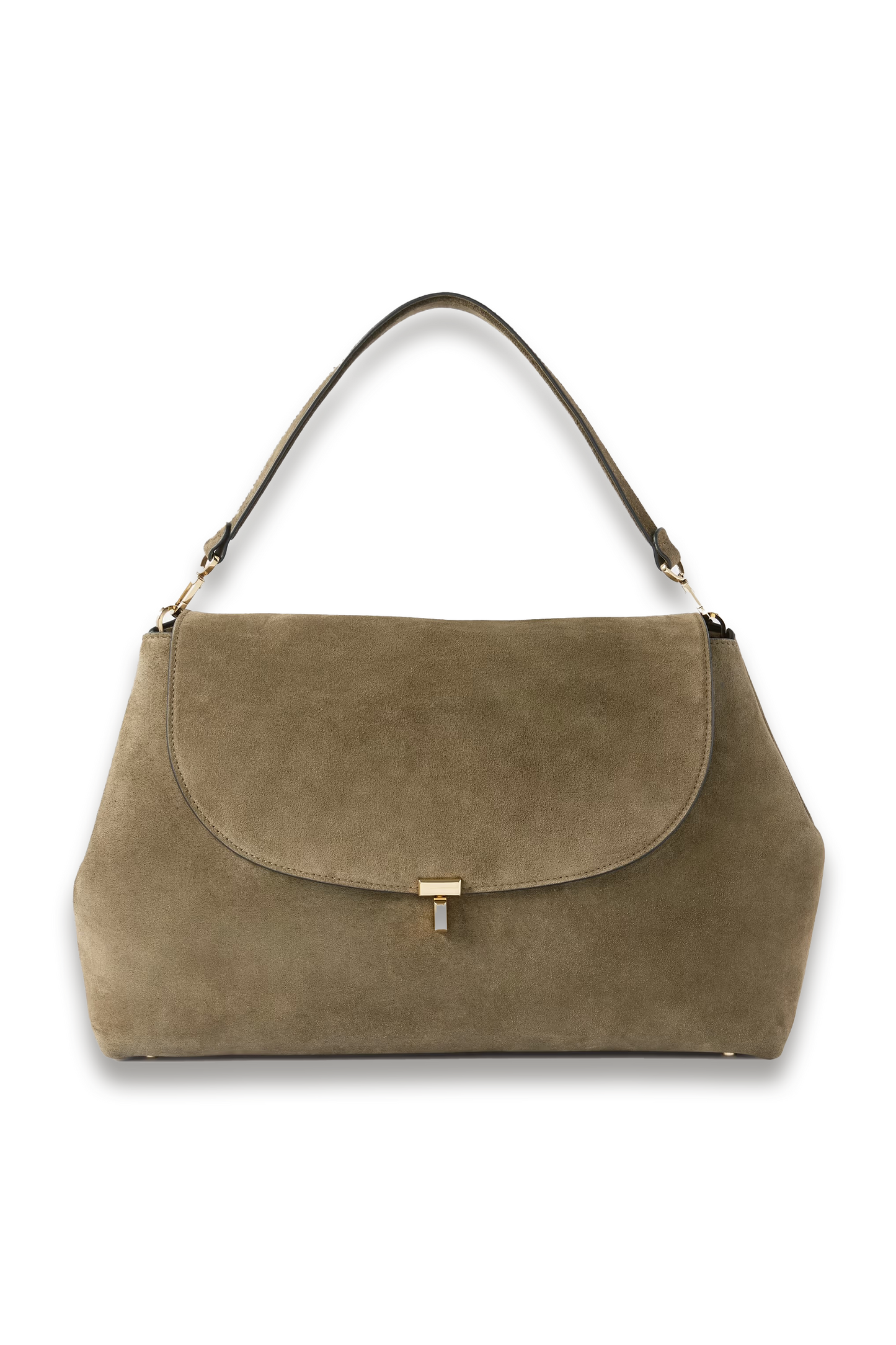 T-Lock Large Suede Shoulder Bag