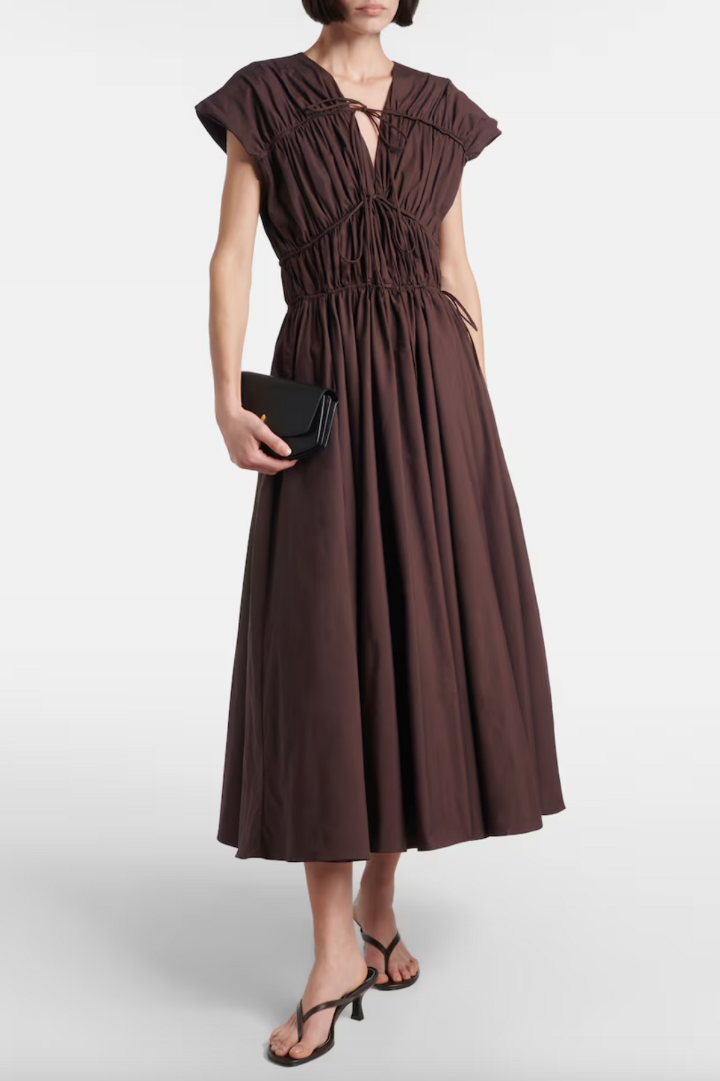 Ceres Gathered Cotton Midi Dress