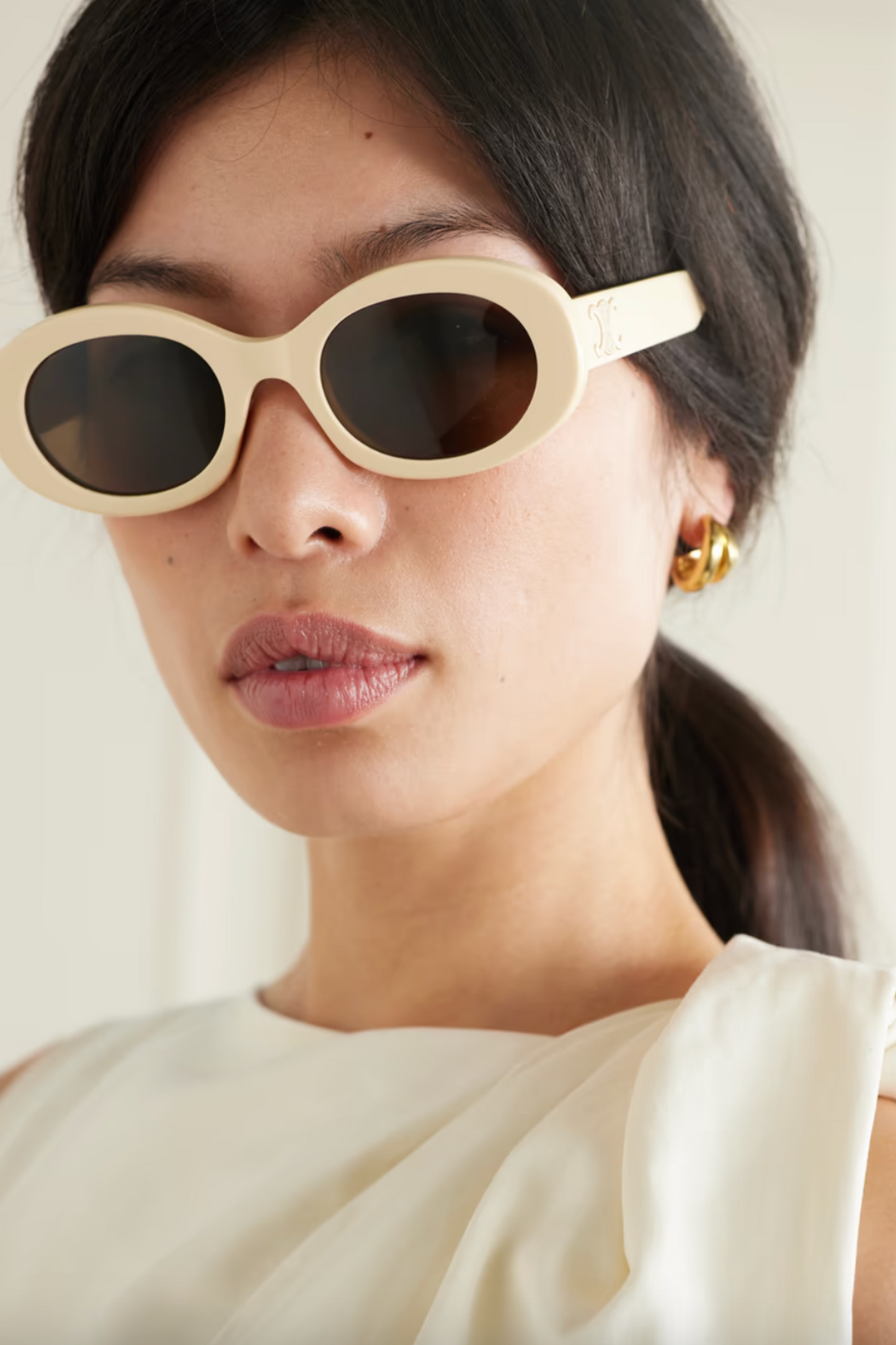 Triomphe Oval-Frame Acetate Sunglasses